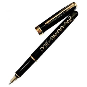 עט שחור זהב כדורי עם חריטה-2